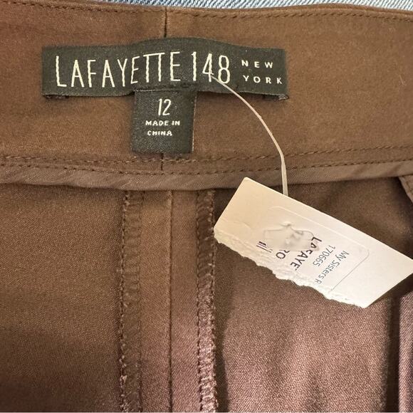 Lafayette 148 New York Manhattan wide leg Brown size 12 Cropped Ankle Pants - Picture 7 of 9